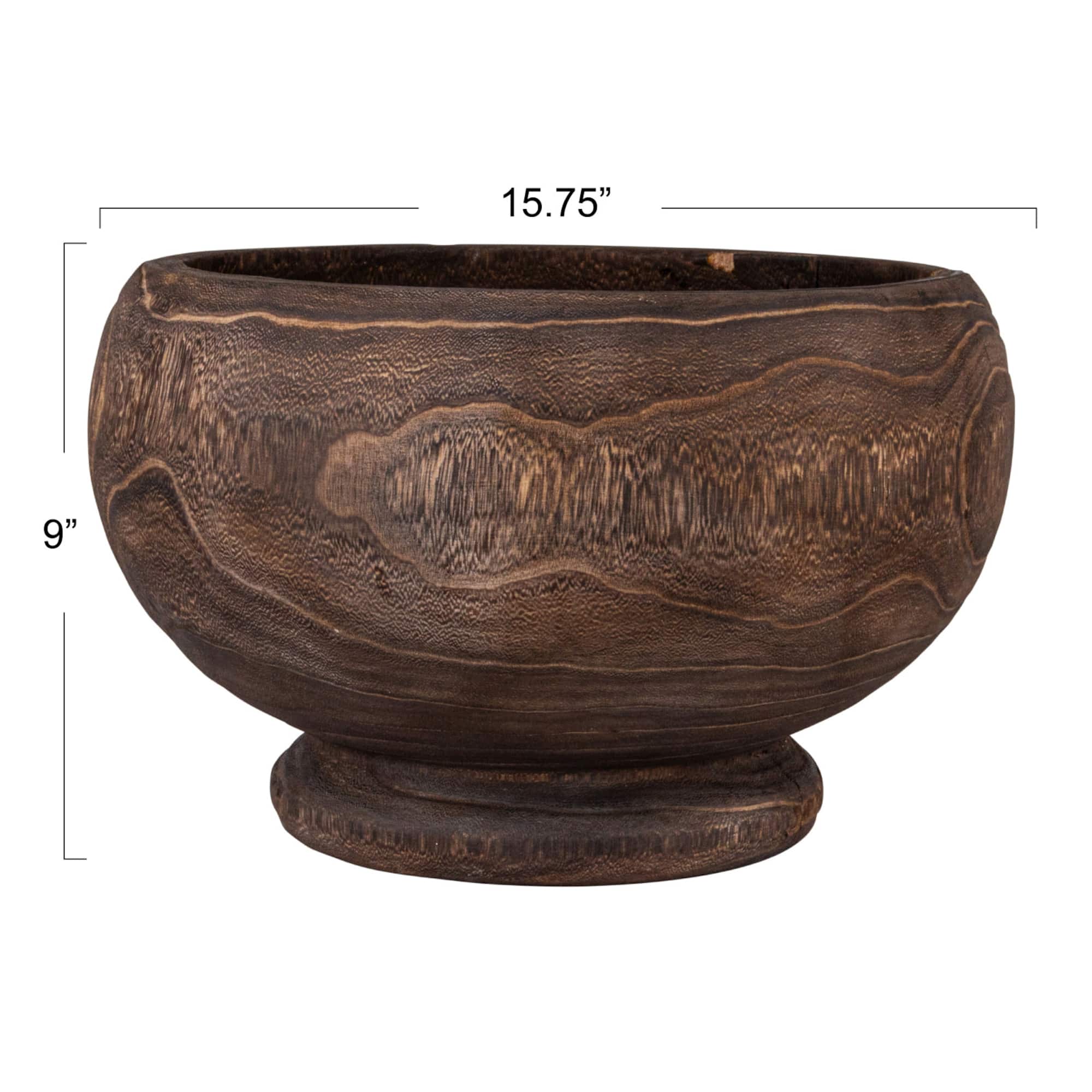 Hello Honey® Stained Round Paulownia Wood Planter